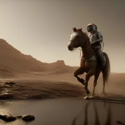 Eart background Riding horse astronaut mars unreal engine 5, octan render