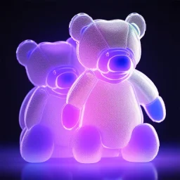 transparent multicolor crystal bear highly detailed, glowing