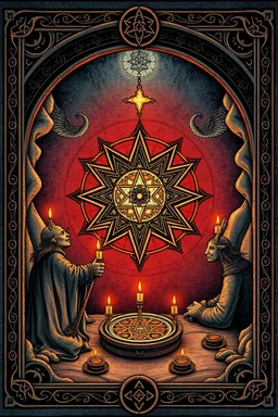 everlasting myrriad and a star golem feast framed with spiral keys and sigils and celtic symbols