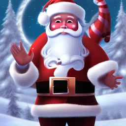 a 3d digital illustration of a man as Santa clause with night themed highly detailed, --ar3:2--v4--q2