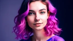 potrait of pretty lady in violet and pink color