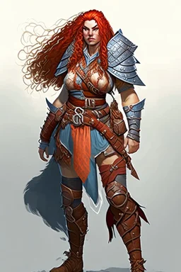 female aasimar barbarian outlander with traveler cloths dnd character