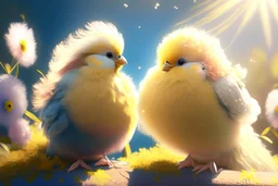 Very fluffy bird couple love, flora, in sparkling sunshine Weight:1 detailed matte painting Weight:0.9