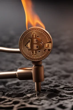 Image of a branding iron that has just burned a Bitcoin logo into the skin of an Attractive man. It is still hot and steam can be seen from the burn mark. Super realistic, dramatic, 8k