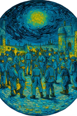 Van Gogh the prisoners in circle Bosch painting style