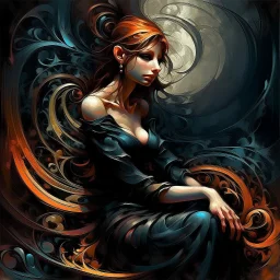 3d . beautiful woman. midium dark shadows. Alex Maleev