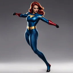 the "Power Pose." In this iconic stance, a female superhero showcases her unique abilities and strengths through her costume and posture, exuding confidence and power. It's a classic image that symbolizes the superheroine's prowess and determination, capturing the essence of her character in a single dynamic pose