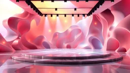 modern very wide stage with 3D recursive fractal structure animating background