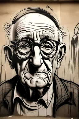 grandpa face drawing banksy