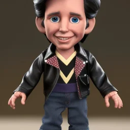 wide view young Fonz Winkler with black hair greaser figure doll 1975 (thumbs-up) (face) Forehead grin, fonzarelli, ((Arnold's drive-in)) fonziE fonz