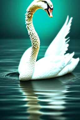 A swan with an unnaturally long neck