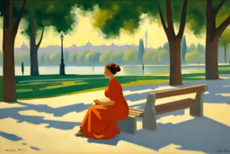 a woman sitting in a park by artist "Amedeo Bocchi"