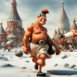 Fred Flintstone retreating from Moscow.