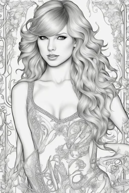 coloring pages of taylor swift for adults, Designs Black and white, No Shading