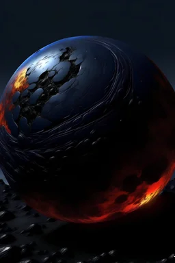black planet with magma fissures.