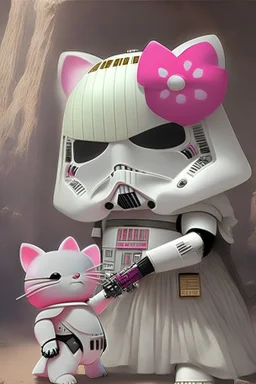hello kitty meets grogu from starwars