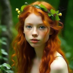 pretty girl, aged 19, ginger, conventionally attractive, dreamy, faun, satyr