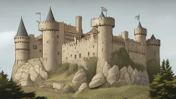 medieval castle, comic style