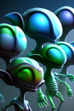 full length aliens clean art NFT, blender 3d