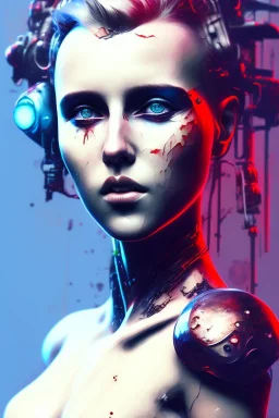 Danish singer MØ face,Abstract Yoji Shinkawa,cyberpunk,