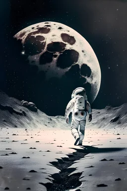 A person walking on the moon