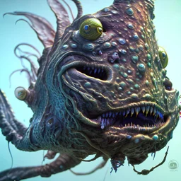 fluid ink angler fish creature, unreal engine 5, 8k resolution, photorealistic, ultra detailed