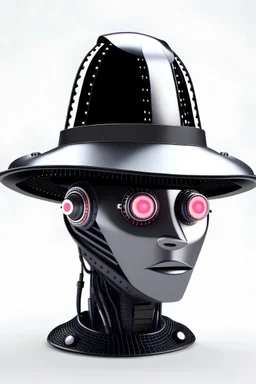 photo realistic AI robot Gamer Head with hat