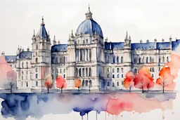 watercolor painting. Parliament. Minimal. Hijab