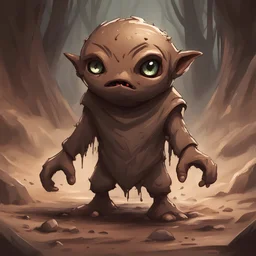 Digging under ground and coming up to slap mud in all directions this thing is brown with deceitfully innocent eyes, in card art style
