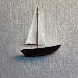 tiny oil painting of tiny sailboat, plain white background, solid white background, tiny white canvas, tiny white frame, melancholy, tender, moody, vintage, delicate arrangement, beautiful composition, etsy, aesthetic layout, plain solid white background