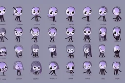 make a bunch of simple hand-drawn spooky and cute cartoon characters with bodies arms, and legs I could draw and make them all different