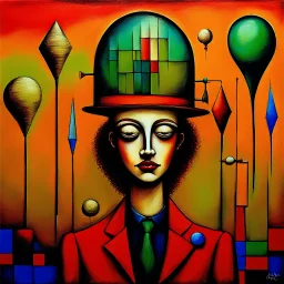 Create a surreal image that represents, in a creative way, the following concept: 'It's A Lucky Man Who's Happy With His Place In Life.' Surreal composition, in style by Richard Burlet and Esao Andrews Modifiers: fantasy very attractive beautiful imperial colors crisp quality colourful Jacek Yerka acrylic art pencil sketch Pop Art Paul Klee Banksy Pablo Picasso Esao Andrews Jan Vermeer abstract expressionism semolina pilchard dmt puff
