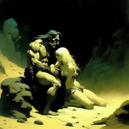 Frazetta . man and a beautifull woman