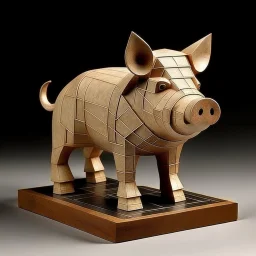 a statuette of a geometrically absurd pig cult