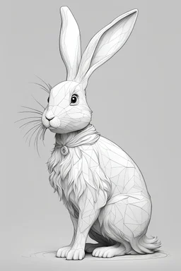outline art rabbit, cinematic lighting, high resolution 3D render art coloring pages with witch, white background, Sketch style, full body, use outline, clean line art, white background, no shadows and clear and well