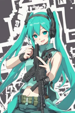 hatsune miku with a ak-47