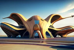 exterior view of an ant-shaped airport, spectacular, shocking, ultra quality, maximalist, 8k 3D