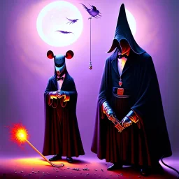 The Grim Reaper, a plague doctor and a mouse, considering the future of the universe, art by RHADS