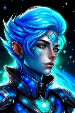 guerriera cosmica androgina bellissimo capelli blu galattico pleiadiano