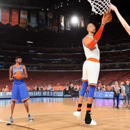 the world's tallest man playing basketball for the new york Knicks