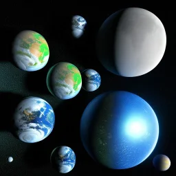 Oneplanet with two moons, highly detailed, 3d render