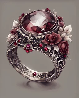 watercolor draw gothic vintage ring, dark red with flowers, white lace and rubies, white background, Trending on Artstation, {creative commons}, fanart, AIart, {Woolitize}, by Charlie Bowater, Illustration, Color Grading, Filmic, Nikon D750, Brenizer Method, Side-View, Perspective, Depth of Field, Field of View, F/2.8, Lens Flare, Tonal Colors, 8K, Full-HD, ProPhoto RGB, Perfectionism, Rim Lighting, Natural Lightin