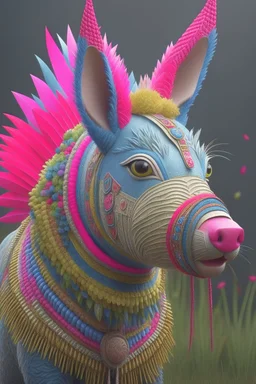 Piñata animal , 3d 4k octane render, lifelike, photorealistic, artstation, illustration, smooth, sharp focus, ornate, intricate, complex, highly detailed, digital painting, smooth, art by tom bagshaw, akihiko yosh