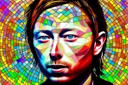 Thom Yorke rendered in stained glass