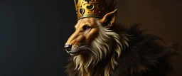 king weasel in style of Rembrandt and Fallout 4, with motion blur, all on a painting on wall, with black wall background