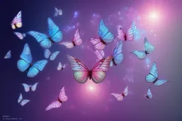 opening to the soft pink and blue crystal rise of butterflies