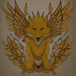 Gold Fox with five tails and wings