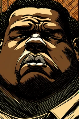 Notorious big with Afro hairs comic book style