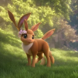 eevee,pokemon,fantasy, 4k, insane details, hyper realistic,3d rendering,