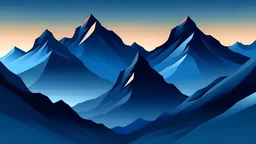 a vector graphic of icy mountains at dusk